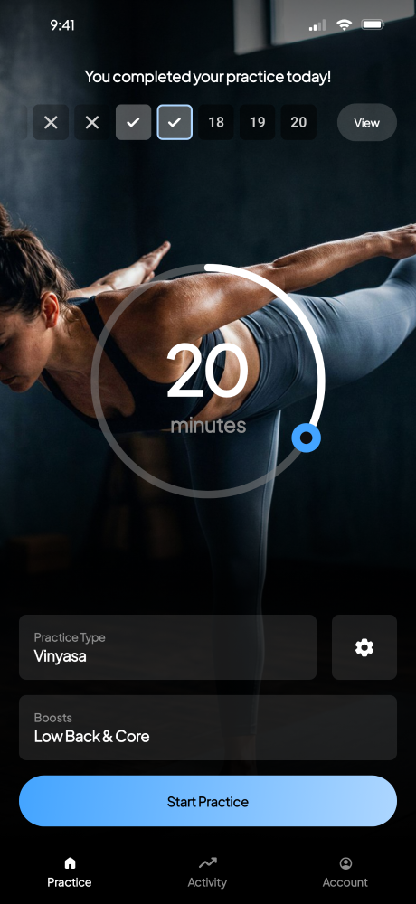 Down Dog app start screen